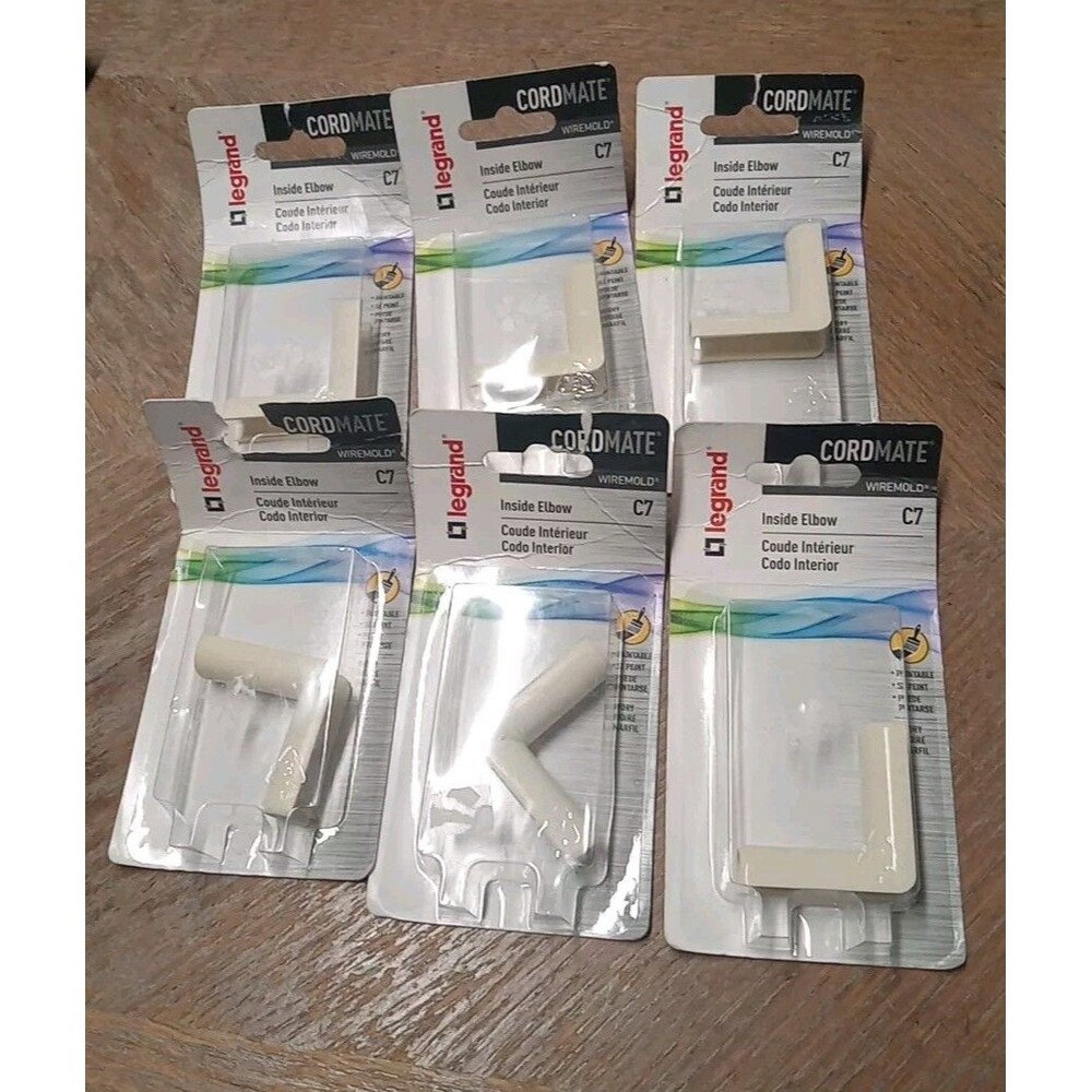 Legrand Wiremold CordMate C7 Ivory Plastic Cord Cover Inside Elbow Lot Of 6